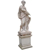 Casa Padrino Antique Style Marble Sculpture Roman on Column Right Side Beige H. 280 cm