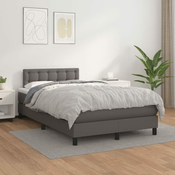 Greatstore Box spring postelja z vzmetnico siv 120x200 cm umetno usnje