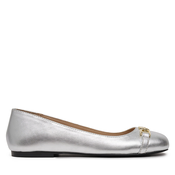 Usnjene balerinke Love Moschino srebrna barva, JA11011G1MIF090B