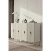 Hanah Home komoda Ayshe 120, 120 cm, bela / travertin / zlatna