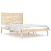 Vidaxl Posteljni okvir iz trdnega lesa 135x190 cm
