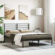 shumee vidaXL Kovinski posteljni okvir z vzglavjem črne barve 135x190 cm