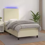 Krevet box spring s madracem LED krem 90x190 cm od umjetne kože - Krema 90 x 190 cm Gladak dizajn