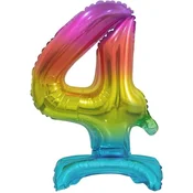 GoDan B&C folija balon številka 4 stoječa mavrica 38 cm