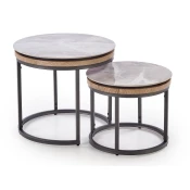 Komplet klubskih mizic Houston 2046 Črna, Sivi marmor, 48cm, MDF plošča, Sinteriran kamen, Okrogla