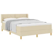 Vidaxl Postelja z vzmetnico z vzmetnico krema 200 x 160 cm blago