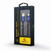 CC-USB2J-AMCM-2M-BL Gembird Premium jeans (denim) Type-C USB cable with metal connectors, 2 m, blue