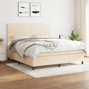 Box spring postelja z vzmetnico krem 180x200 cm blago
