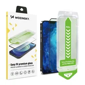 WOZINSKY Kaljeno steklo 9H z montažnim okvirjem za iPhone 15 Plus Premium Glass, črno