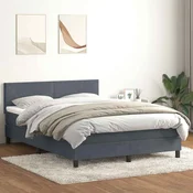 vidaXL Box spring posteljni z vzmetnico LED temno siv 160x210 cm žamet