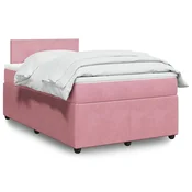 Box spring postelja z vzmetnico roza 120x200 cm žamet
