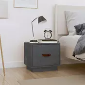 Vidaxl vidaXL Nočna omarica siva 40x34x35 cm masivni borov les