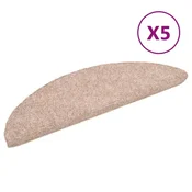 Vidaxl Preproge za stopnice, samolepilne, 5 kosov, 56x17x3 cm, svetlo rjave, polkrožne