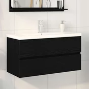 vidaXL Kabinet vidaXL z vgrajenim umivalnikom Črni hrast Inženirski les, Kabinet vidaXL Črni hrast 90x38,5x45 cm Inženirski les, (22090261)