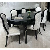 Casa Padrino luxury baroque dining room set cream/black/gold - 1 Dining table & 6 dining room chairs