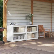 Vidaxl Zunanja kuhinjska omarica MEPPEL 2 kos Bela 212 x 55 x 92 cm