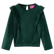 vidaXL Otroška bluza z naborki temno zelena 116, (21048275)