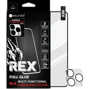 Kaljeno steklo celotno + steklo za kamero za iPhone 14 Pro Max, Sturdo Rex - črno