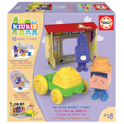 Skladacka Kiubis 3D Blocks & Stories The Little Donkey´s stable Educa 2 figúrky s traktorom a stajnou od 2 rokov EDU19222