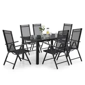 Homestar Vrtni komplet pohištva 7-delni z mizo in 6 stoli 80x80x74 cm temno siva