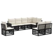 vidaXL vidaXL Vrtna sedežna garnitura 8 pcs Črna in krem bela poli ratan, (5000269533)