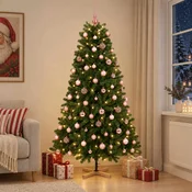 Vidaxl Umetna božična jelka z bučko 240 cm 300 LED Toplo bela