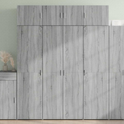 Visoka komoda siva boja hrasta 80 x 42,5 x 185 cm drvena