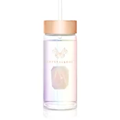 Crystallove Straw Water Glass Water Bottle with Hologram Straw - Rose Quartz 400 ml