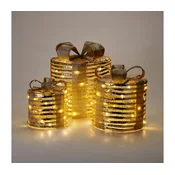 SET 3x LED Božicna dekoracija 90xLED/2xAA + 3xAA + 3xAA topla bijela pokloni/zlatna
