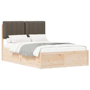 Vidaxl Posteljni okvir z oblazinjenim vzglavjem Taupe 120 x 190 cm