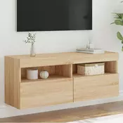 Zidni TV ormaric s LED svjetlima boja hrasta 100x30x40 cm