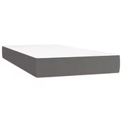 Vidaxl Otroška vzmetnica z žepkasto vzmetjo siva 80x160 cm um. usnje