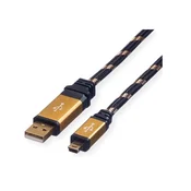 ROLINE kabel USB 2.0 A - Mini B USB (5-pin), 3 m, crno-zlatni 11.02.8823-10