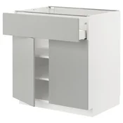 METOD / MAXIMERA Podni element s fiokom/2 vrata, bela/Havstorp svetlosiva, 80x60 cm