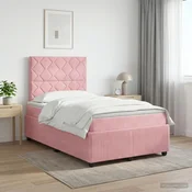 vidaXL Postelja boxspring z vzmetnico Roza 120 x 190 cm Žamet