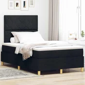 LED Box Spring Krevet s uzglavljem Crna 120 x 200 cm tkanina