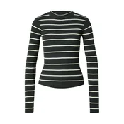 PIECES Pulover temno zelena/bela