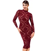 Noir Handmade F384 Kink Royal Midi Dress Burgundy XL
