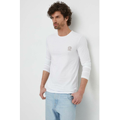 Majica z dolgimi rokavi Versace 2-pack moški, bela barva