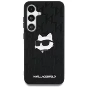 Karl Lagerfeld Originalen ovitek Samsung Galaxy S25 Plus 5G - Monogram Choupettes Head - črna zaščita - KLHCS25MPGKLCHPK
