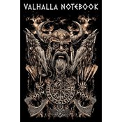 Valhalla Notebook: Odin with Hugin and Munin Portrait Viking Axe and a Vegvisir College Dot Grid Notebook