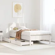 shumee vidaXL Posteljni okvir brez vzmetnice bel 75x190 cm masiven borov les