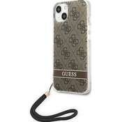 Guess Ovitek za iPhone 14 Pro Guess 4G s potiskom, rjav