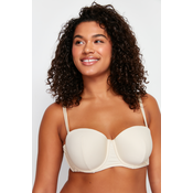 Trendyol Curve Beige Ribbed Strapless Bra