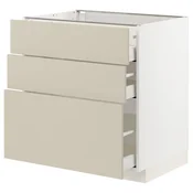 METOD / MAXIMERA Podni element s 3 fioke, bela/Havstorp bež, 80x60 cm