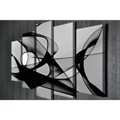 WallXpert set od 5 slika na platnu BC003, apstraktne crne krivulje na sivoj pozadini, crno-belo, 105 x 70 cm