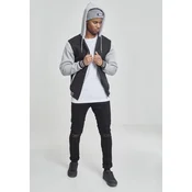 2-colour zip-up sweatshirt BLK/GREY