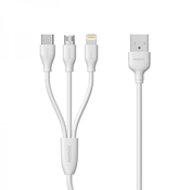 REMAX podatkovni kabel 3 v 1 - Lightning, Micro USB, Type C - bel