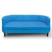 Casa Padrino Luxury Leather Sofa Blue/Black 180 cm - Genuine Leather Living Room Furniture