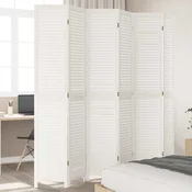 Sobna pregrada s 6 panela retro bijela od masivnog drva paulovnije 40 x 220 cm